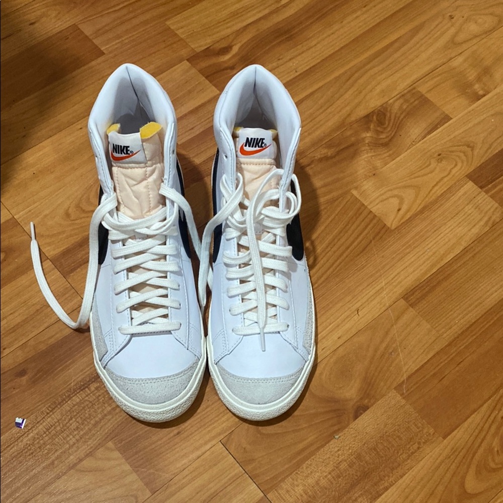 New Nike High-Top Sneakers in White and Black with Orange Accents